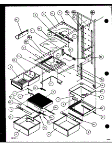 Refrigerator Shelving And Drawers (Szd20ml / P1120202wl) (Szd20mbw / P1120203ww) (Szd20mw / P1120202ww) (Szd20mbl / P1120203wl) (Szd20mpe / P1120204we) (Szd20mpw / P1120204ww) (Szd20mpl / P1120204wl) parts for Amana Side-By-Side Refrigerator SZD25ML-P1121007WL from AppliancePartsPros.com