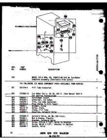Add On Ice Maker 16 Cu. Ft. (Et16n / P60303-65W) parts for Amana Top-Mount Refrigerator TC18N-C-P60303-59WC from AppliancePartsPros.com