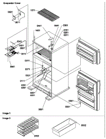 Door Hinges And Freezer Shelf parts for Amana Top-Mount Refrigerator TC18VW-P1315704WW from AppliancePartsPros.com