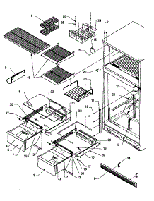 Cabinet Shelving parts for Amana Top-Mount Refrigerator TH21S3W-P1195601WW from AppliancePartsPros.com