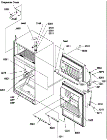 Door, Hinges And Accessories parts for Amana Top-Mount Refrigerator TM17TBL-P1305901WL from AppliancePartsPros.com