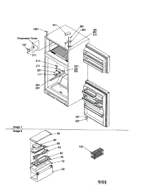 Door, Hinges And Accessories parts for Amana Top-Mount Refrigerator TR18V2E-P1315705WE from AppliancePartsPros.com