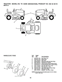 Decals parts for Husqvarna Front-Engine Lawn Tractor TS146XD-96043031600 from AppliancePartsPros.com