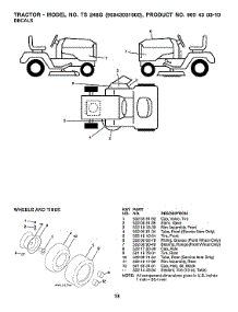 Decals parts for Husqvarna Front-Engine Lawn Tractor TS248G-96043031000 from AppliancePartsPros.com