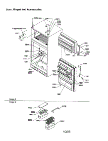 Door, Hinges And Accessories parts for Amana Top-Mount Refrigerator TX18VE-P1301702WE from AppliancePartsPros.com
