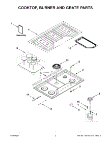 Cooktop, Burner And Grate Parts parts for Whirlpool Gas Cooktop WCG97US6HS05 from AppliancePartsPros.com