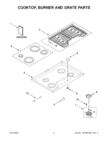 Cooktop, Burner And Grate Parts parts for Whirlpool Gas Cooktop WCGK3030PS00 from AppliancePartsPros.com