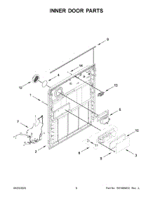 Inner Door Parts parts for Whirlpool Dishwasher WDF332PAMS0 from AppliancePartsPros.com