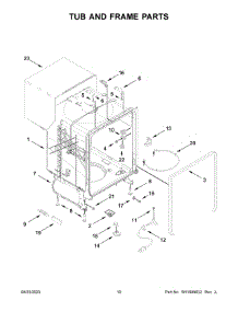 Tub And Frame Parts parts for Whirlpool Dishwasher WDF332PAMS0 from AppliancePartsPros.com