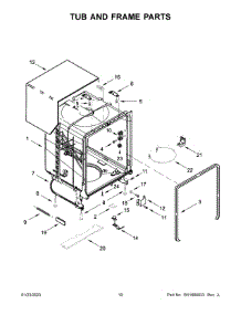 Tub And Frame Parts parts for Whirlpool Dishwasher WDF340PAMW0 from AppliancePartsPros.com