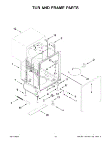Tub And Frame Parts parts for Whirlpool Dishwasher WDF341PAPT0 from AppliancePartsPros.com