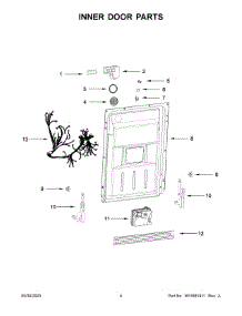 Inner Door Parts parts for Whirlpool Dishwasher WDF518SAHW1 from AppliancePartsPros.com