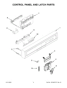 Control Panel And Latch Parts parts for Whirlpool Dishwasher WDP370PAHW1 from AppliancePartsPros.com