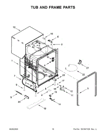 Tub And Frame Parts parts for Whirlpool Dishwasher WDP540HAMB0 from AppliancePartsPros.com