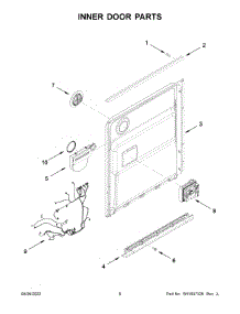 Inner Door Parts parts for Whirlpool Dishwasher WDP540HAMW0 from AppliancePartsPros.com