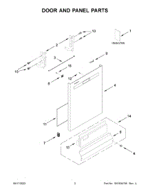 Door And Panel Parts parts for Whirlpool Dishwasher WDP560HAMW0 from AppliancePartsPros.com