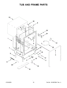 Tub And Frame Parts parts for Whirlpool Dishwasher WDT730HAMZ1 from AppliancePartsPros.com