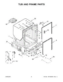 Tub And Frame Parts parts for Whirlpool Dishwasher WDT740SALW0 from AppliancePartsPros.com