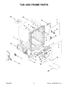 Tub And Frame Parts parts for Whirlpool Dishwasher WDT751SAPZ0 from AppliancePartsPros.com