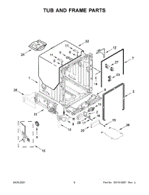 Tub And Frame Parts parts for Whirlpool Dishwasher WDT970SAKV0 from AppliancePartsPros.com