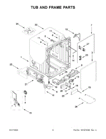 Tub And Frame Parts parts for Whirlpool Dishwasher WDT970SAKZ1 from AppliancePartsPros.com