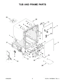 Tub And Frame Parts parts for Whirlpool Dishwasher WDTA50SAKZ1 from AppliancePartsPros.com