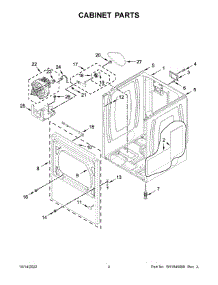 Cabinet Parts parts for Whirlpool Dryer WED5100HC3 from AppliancePartsPros.com