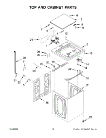 Top And Cabinet Parts parts for Whirlpool Washer WETLV27HW3 from AppliancePartsPros.com