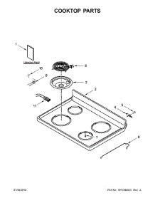 Cooktop Parts parts for Whirlpool Electric Range WFC150M0EW4 from AppliancePartsPros.com
