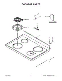 Cooktop Parts parts for Whirlpool Electric Range WFC315S0JW1 from AppliancePartsPros.com