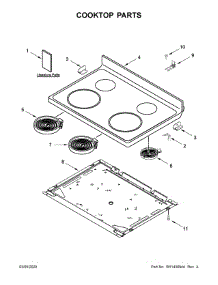 Cooktop Parts parts for Whirlpool Electric Range WFE320M0JS0 from AppliancePartsPros.com