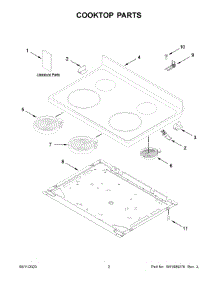 Cooktop Parts parts for Whirlpool Electric Range WFE320M0JS4 from AppliancePartsPros.com