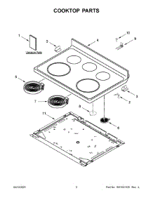 Cooktop Parts parts for Whirlpool Electric Range WFE505W0JS1 from AppliancePartsPros.com