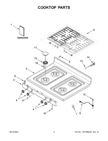 Cooktop Parts parts for Whirlpool Gas Range WFG320M0BW3 from AppliancePartsPros.com