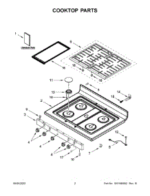 Cooktop Parts parts for Whirlpool Gas Range WFG505M0BW3 from AppliancePartsPros.com