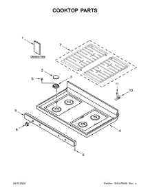 Cooktop Parts parts for Whirlpool Gas Range WFG515S0JW1 from AppliancePartsPros.com