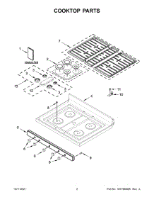 Cooktop Parts parts for Whirlpool Gas Range WFG525S0JS2 from AppliancePartsPros.com