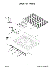 Cooktop Parts parts for Whirlpool Gas Range WFG535S0LS0 from AppliancePartsPros.com