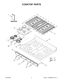 Cooktop Parts parts for Whirlpool Gas Range WFG550S0HV3 from AppliancePartsPros.com
