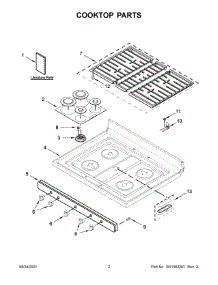 Cooktop Parts parts for Whirlpool Gas Range WFG550S0LW0 from AppliancePartsPros.com