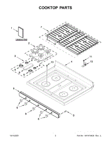 Cooktop Parts parts for Whirlpool Gas Range WFG550S0LW1 from AppliancePartsPros.com