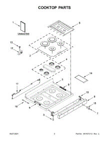 Cooktop Parts parts for Whirlpool Gas Range WFG975H0HV2 from AppliancePartsPros.com