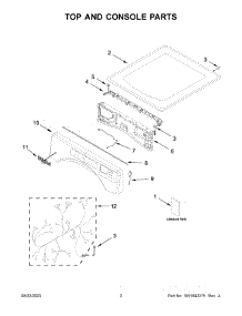 Top And Console Parts parts for Whirlpool Dryer WGD5620HW4 from AppliancePartsPros.com