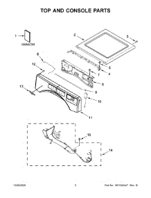 Top And Console Parts parts for Whirlpool Dryer WHD862CHC0 from AppliancePartsPros.com