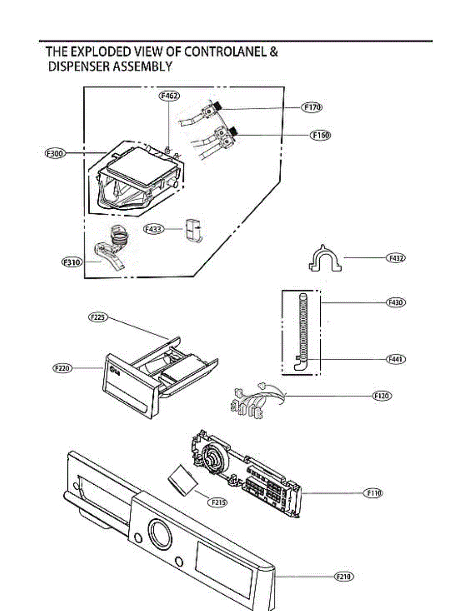 Parts for Lg WM1455HWA/00: Control Panel / Dispenser Assembly Parts ...