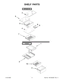 Shelf Parts parts for Whirlpool Bottom-Mount Refrigerator WRB533CZJB00 from AppliancePartsPros.com