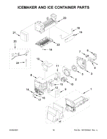Icemaker And Ice Container Parts parts for Whirlpool Bottom-Mount Refrigerator WRF555SDHB03 from AppliancePartsPros.com