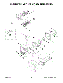 Icemaker And Ice Container Parts parts for Whirlpool Bottom-Mount Refrigerator WRF555SDHV06 from AppliancePartsPros.com