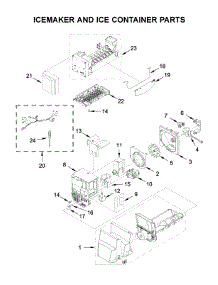Icemaker And Ice Container Parts parts for Whirlpool Bottom-Mount Refrigerator WRF555SDHW01 from AppliancePartsPros.com