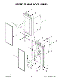 Refrigerator Door Parts parts for Whirlpool Bottom-Mount Refrigerator WRF555SDHW08 from AppliancePartsPros.com